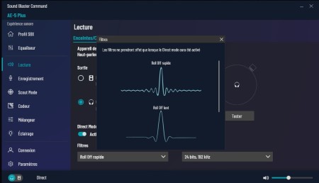 filtre roll off sound blaster