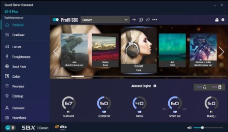 sound blaster command profil SBX