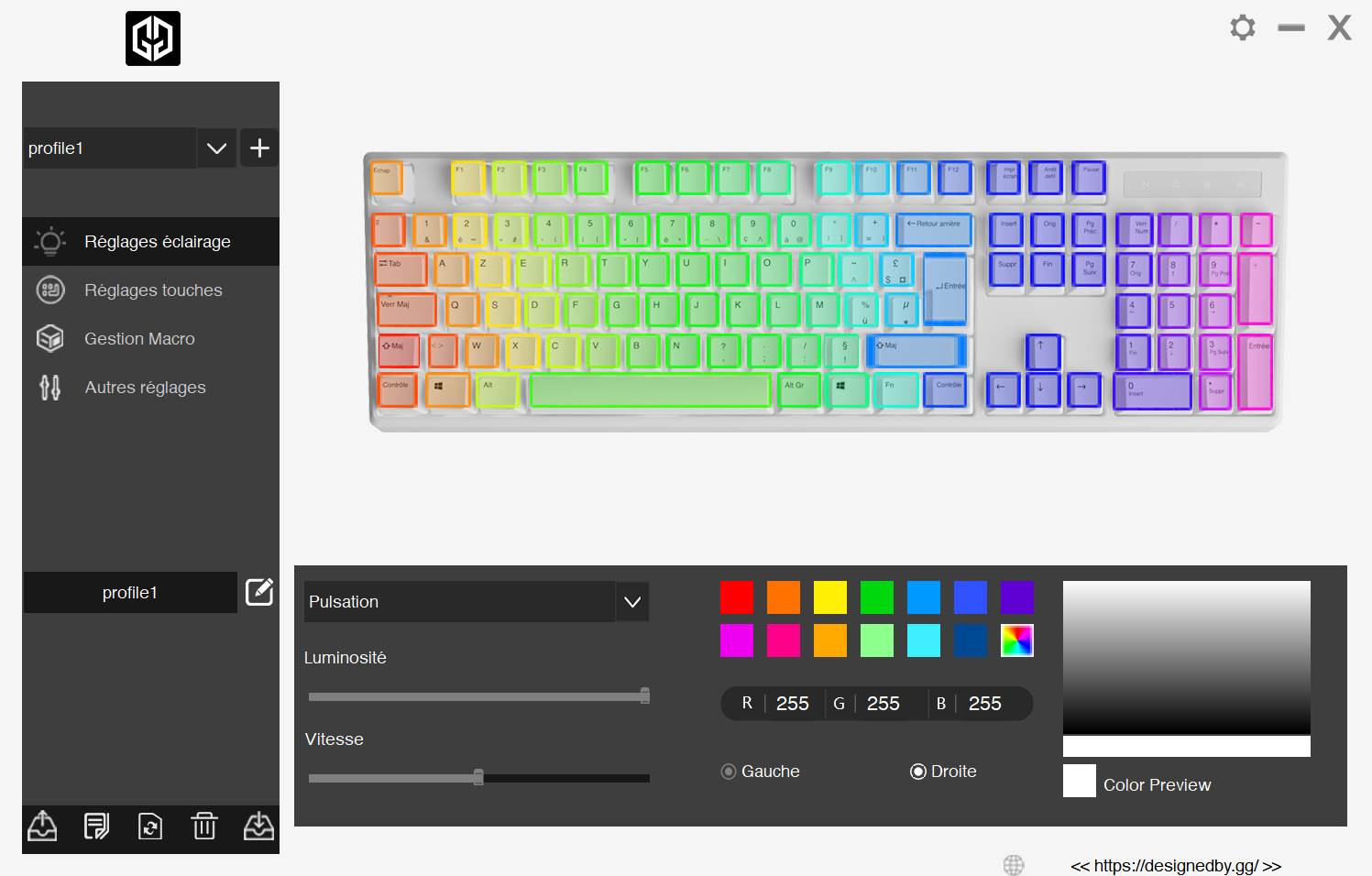 ironclad logiciel vue clavier