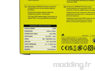 specification 140mm corsair