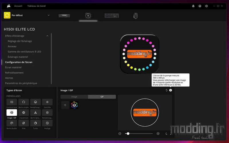 H150i Elite LCD ecran 12
