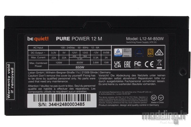 Alimentation ATX Be Quiet Pure Power 12 M - 750W (Noir) pour