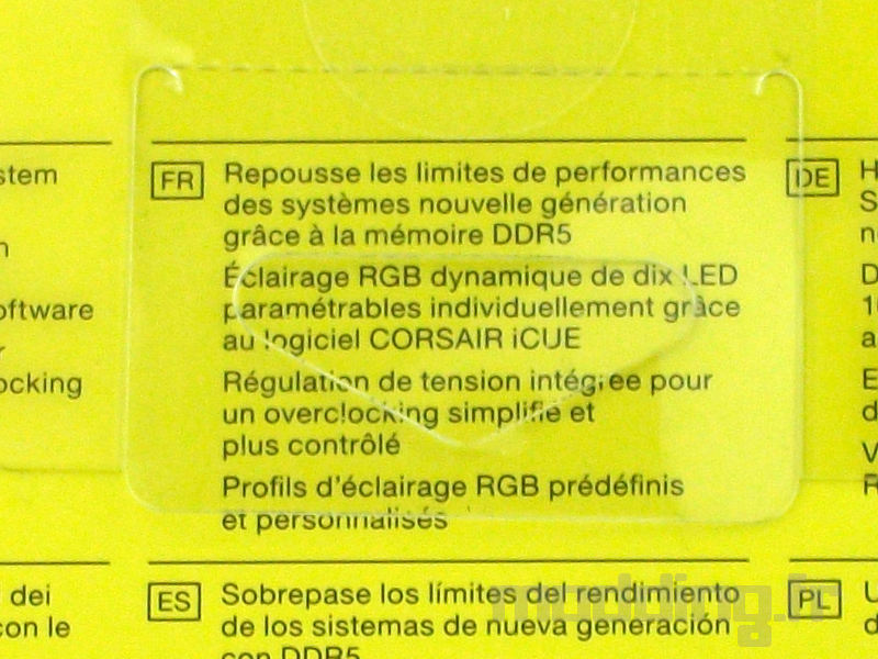 détail brief corsair vengeance RGB DDR5 6000MHz
