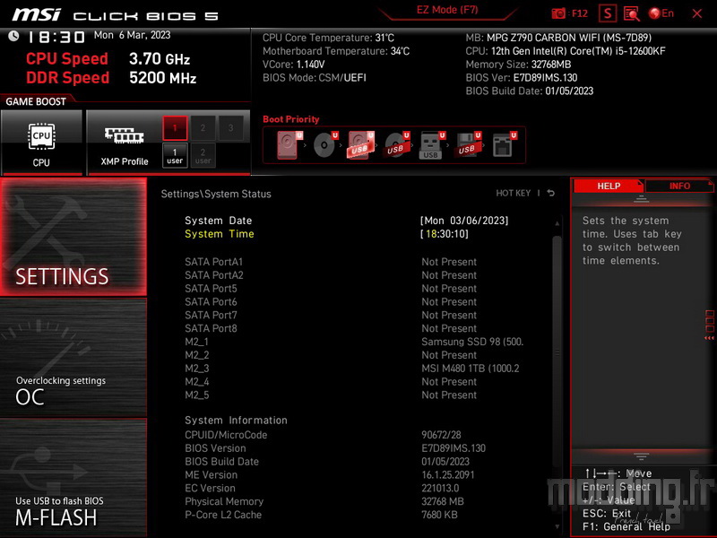 MPG Z790 Carbon Wifi Bios 07 MPG Z790 Carbon Wifi Bios 07