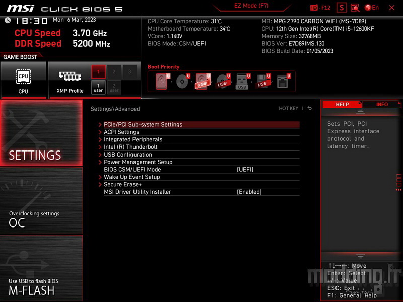 MPG Z790 Carbon Wifi Bios 08 MPG Z790 Carbon Wifi Bios 08
