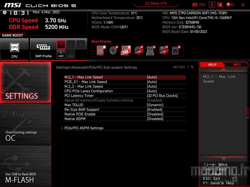MPG Z790 Carbon Wifi Bios 09 MPG Z790 Carbon Wifi Bios 09