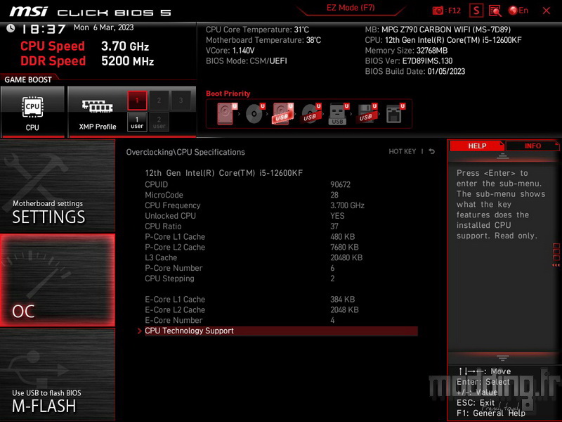 MPG Z790 Carbon Wifi Bios 28 MPG Z790 Carbon Wifi Bios 28