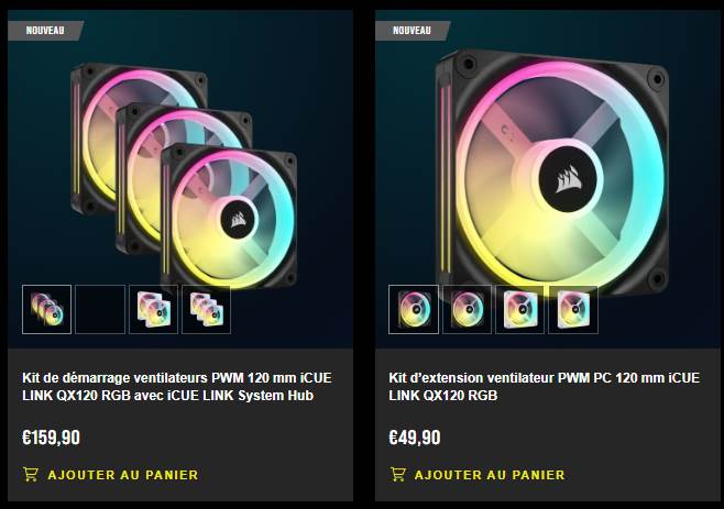 Ventilateurs pour boîtier PC Ventilateurs de 120 mm CORSAIR Ventilateurs pour boîtier PC Ventilateurs de 120 mm CORSAIR