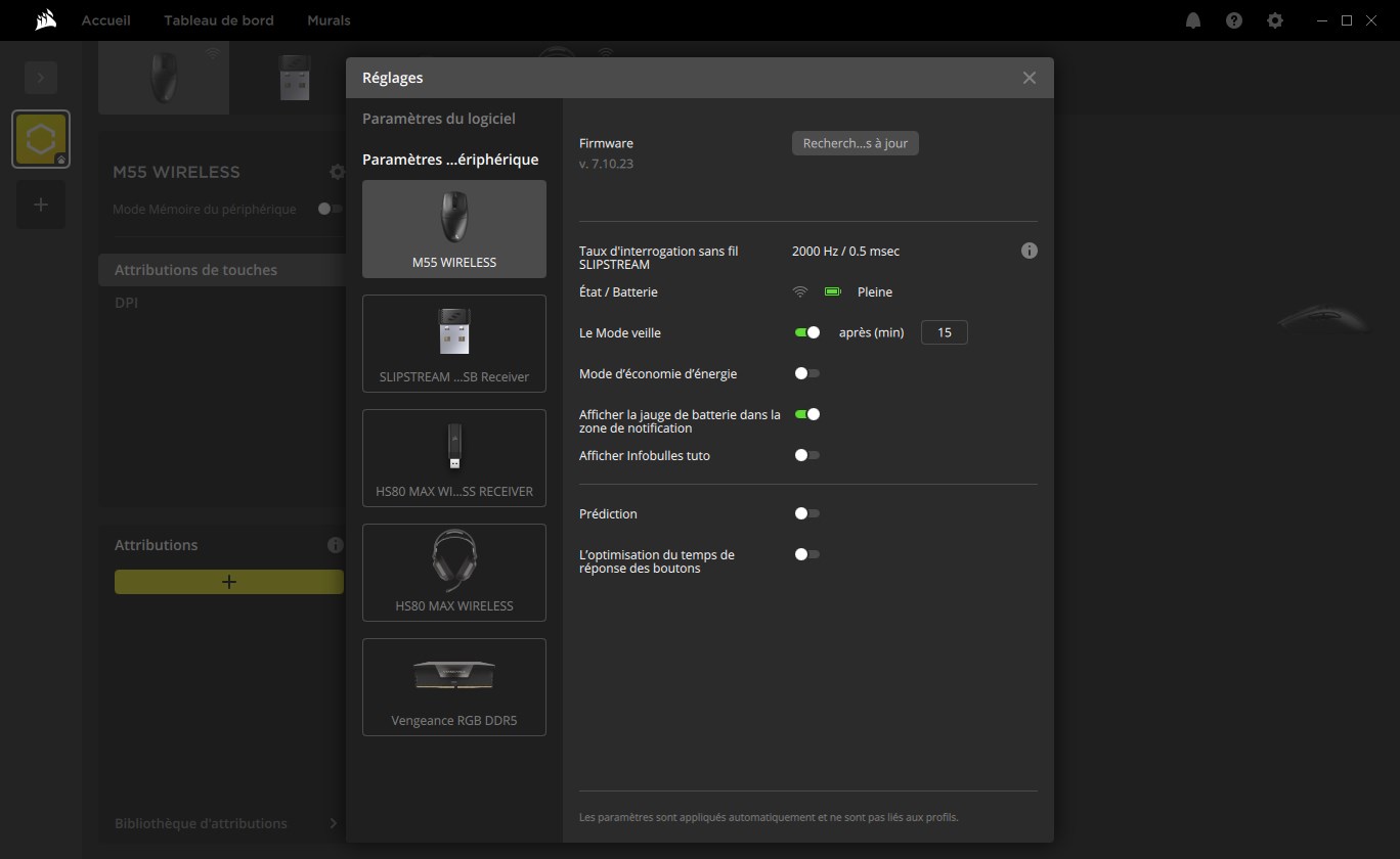 iCUE setting page iCUE setting page