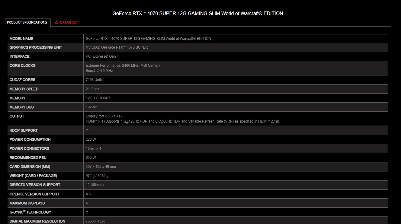 specification msi 4070 super wow specification msi 4070 super wow