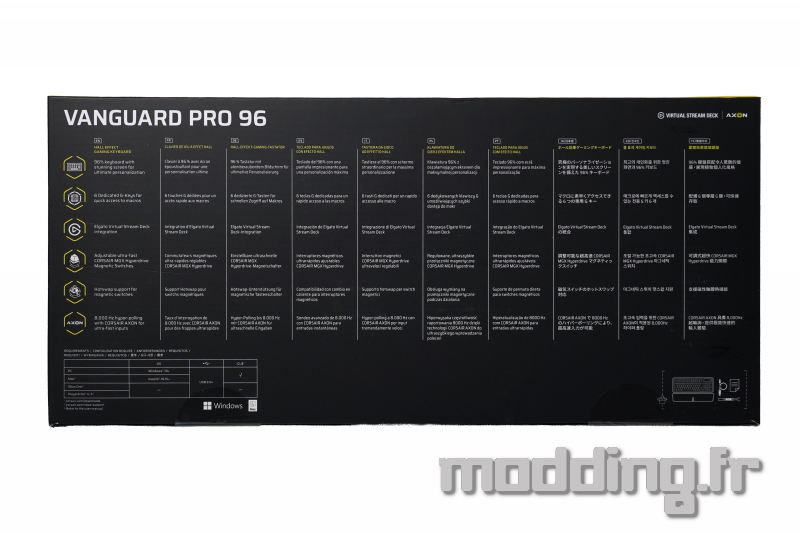 corsair vanguard pro 96 boite vue du dos